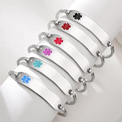 Bangle Medical ID Alert Charm Bracelet for Women