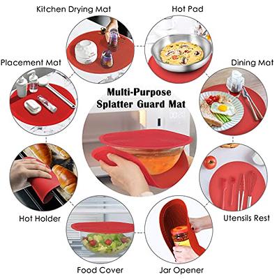 Silicone Microwave Spill Round Mat Food Cover Mat- Red