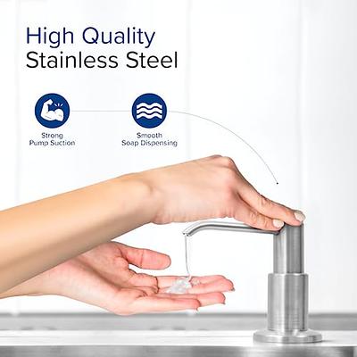 Stain Steel Long Tube Soap Dispenser Dishwashing Liquid Kitchen Sink Mounted