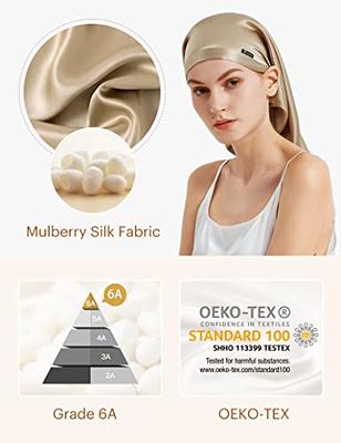 LilySilk Women’s Silk Sleep Cap 19 Momme 100 Real Silk Bonnet with Soft  Elastic Band for Hair