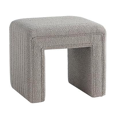 Cpintltr Linen Ottoman Round Footrest Stool Upholstered Step Stool Ottomans  Sofa Stool 4 Wood Legs with Anti-Slip Pads Modern Accent Home Decor