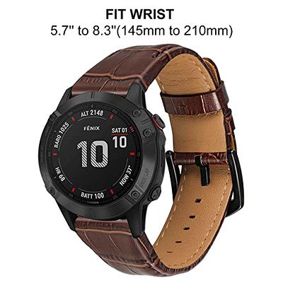 TRUMiRR Watchband for Fenix 7X Pro Sapphire Solar / 6X Pro / 5X Plus, 26mm  Quick Easy Fit Watchband Genuine Cowhide Leather Strap for Garmin Epix Pro