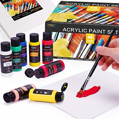 Acrylic Paint Set with 12 Art Brushes, 36 Colors (2 oz/Bottle