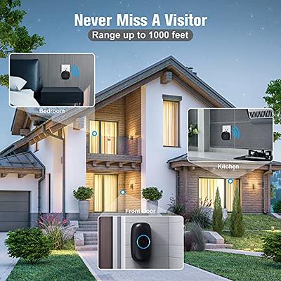 SECRUI Wireless Doorbell, Easy Installation, Adjustable Volumes, 58 Chimes,  1000Ft Operating Range, Waterproof, LED Indicator, White