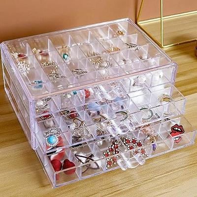 FEECKOCK Earring Organizer Box Acrylic Jewelry Box Storage Drawers, Clear  Plastic Display Case with 3 Layers 72 Compartments Tray, Holder for Rings  Necklaces Earrings, Beads, Crystal, Stone - Yahoo Shopping