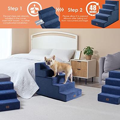  EHEYCIGA Dog Stairs for Small Dogs, 4-Step Dog Stairs for High  Beds and Couch, Folding Pet Steps for Small Dogs and Cats, and High Bed  Climbing, Non-Slip Balanced Dog Indoor