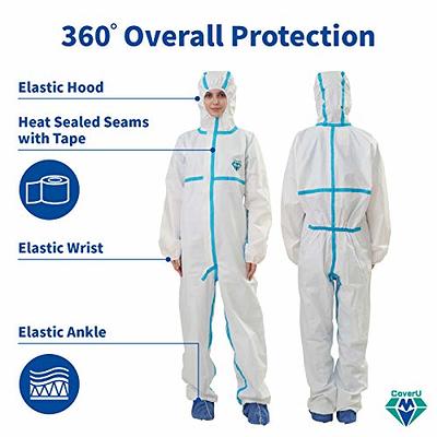 Waterproof Coveralls, Disposable Body Suit with Hood, pack/6