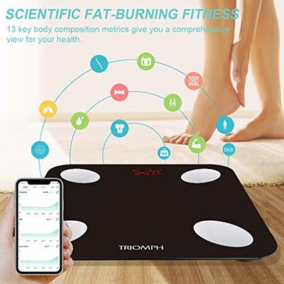 Bluetooth Body Fat Scale, Smart Wireless BMI Bathroom Weight Scale Body  Composition Monitor Health Analyzer with Smartphone App for Body Weight, Fat,  Water, BMI, Muscle Mass-Black 