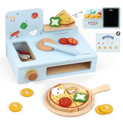 Wooden Pizza Toy Toddler Gift Play Kitchen Set Gift Idea for Kids Wooden  Play Kitchen Dishes for Children Wood Pizza Set Toddler Toy Gift 