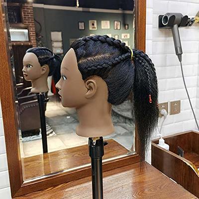 Armmu Mannequin Head with 100% Real Hair, 18 Hairdresser Cosmetology  Mannequin Manikin Training Practice Doll Head with Free Clamp and 9 Tools  for