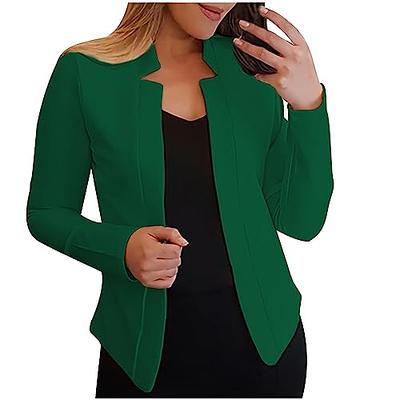 Mina Self Tweed Blazer Jacket for Women Cropped Casual Lapel Open Front  2023 Fall Winter Warm Blazer at  Women’s Clothing store