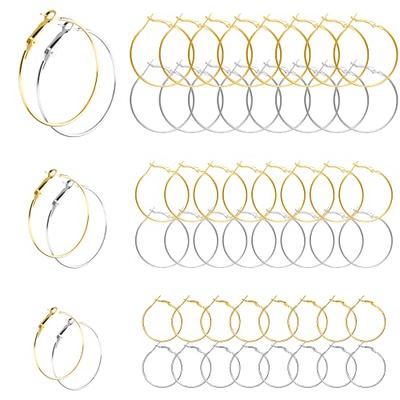 Earring Hoops for Jewelry Making, 100PCS 40mm 2 Colors Round Beading Hoops  for Earring Making Finding Component Accessories for DIY Hoop Earrings