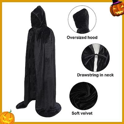 hoyuwak Black Cloak with Hood Halloween Wizard Hooded Cape Full