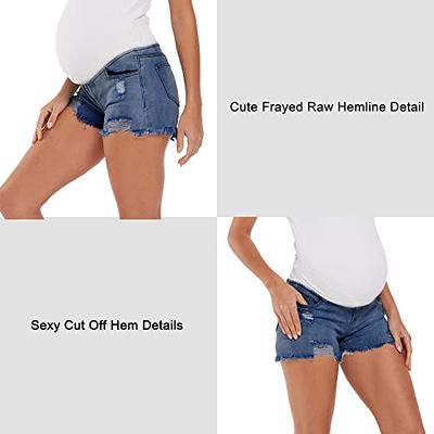 V VOCNI Maternity Shorts Denim Women's Maternity Indigo Blue Mom Tassel  Secret Underbelly Jeans Shorts B Indigo Blue Medium - Yahoo Shopping