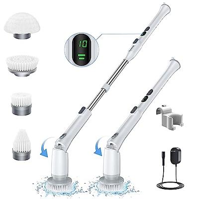 Electric Spin Scrubber, Cordless Electric Cleaning Brush with Led Display,  Shower Cleaning Brush with Replaceable Brush Heads, Power Scrubbers for