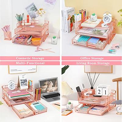 Marbrasse 3 Tier Mesh Desk Organizer with Drawer, Multi-Functional Desk  Organizers and Accessories, Paper Letter Organizer with 2 Pen Holder for  Home