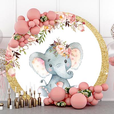 Girl Elephant Baby Shower Round Photography Backdrop, Floral Gold Glitter  Birthday Party Decor Circle Background Photo Studio, Custom Backdrop -  Yahoo Shopping