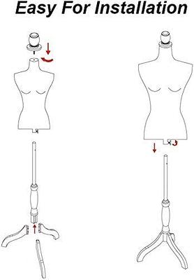 HAORUI Female Mannequin Torso Dress Form Height Adjustable Pinnable Mannequin Body with Sturdy Tripod Stand for Sewing Dressmaker Home Decor Jewelry 