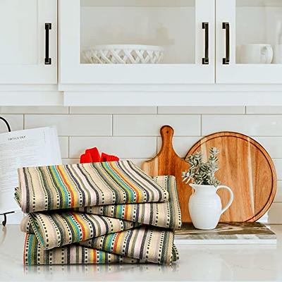 Urban Villa Kitchen Towels,Beige Multi Dobby Stripes,Premium