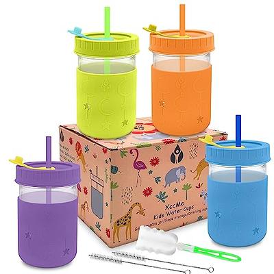 Tiblue Kids & Toddler Cups - 4 Pack 8oz Spill Proof Stainless Steel Tumblers  with Leak Proof