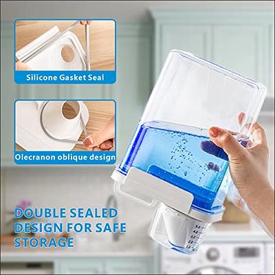 Large Capacity Laundry Soap Dispenser Seal Detergent Softener Powder  Storage Bin With Measuring Cup And Spout Clear Storage Box