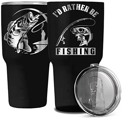 Flaskimo Fishing Gift 30oz I'd Rather Be FishingTumbler and Fishing Gifts, Gift for A Fisherman, Includes Silicone Straw and Lid, Bass Fishing  Coffee Mug