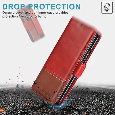 Fr Samsung Galaxy Z Fold5 Slim PU Leather Ring Stand Case with