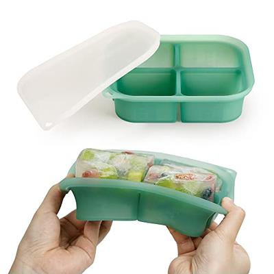 Silicone Baby Food Freezer Tray with Clip-On Lid by WeeSprout - Perfect