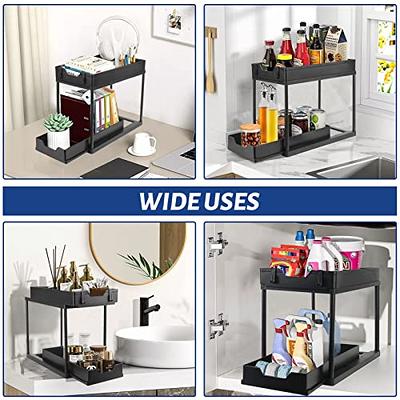 WAKISA 2 Pack Under Sink Organizer, 2 Tier Organizers and Black