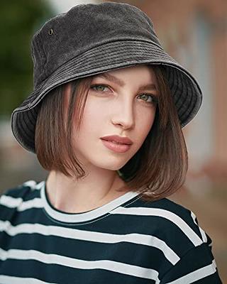 Bucket Hat For Men Women - Cotton Packable Fishing Cap, Black S/M