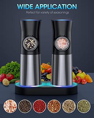 Gravity Electric Salt and Pepper Grinder Set - USB Rechargeable Automatic  Grinder - Generous Capacity - Adjustable Fineness - One Handed Operation