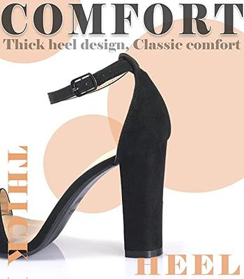 Amazon.com | IDIFU Black Heels Strappy Platform High Heels for Women Chunky  Block Square Toe Heels Sexy Office Formal Dress Shoes Open Toe Ankle Strap  Heeled Sandals Comfortable Thick Heels(Black Pu, 5) |