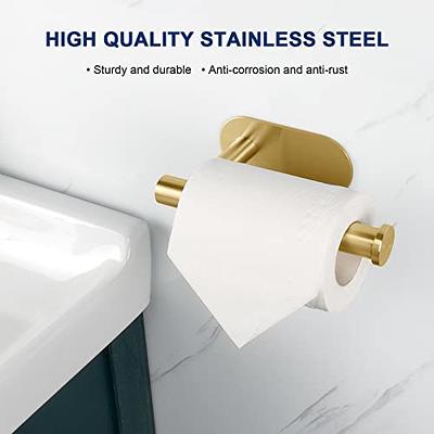 YASINU Self Adhesive Bathroom Toilet Paper Holder Stand No Drilling Premium Thicken Stainless Steel in Brushed Gold