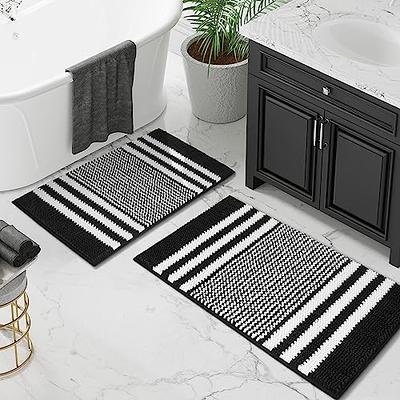 PrimeBeau Striped Bath Rugs for Bathroom Anti-Slip Bath Mats Soft Plush  Chenille Shaggy Mat, Ivory, 20 x 32 Plus 17 x 24