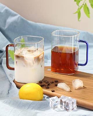 Clear Square Glass Cup with Colorful Handle