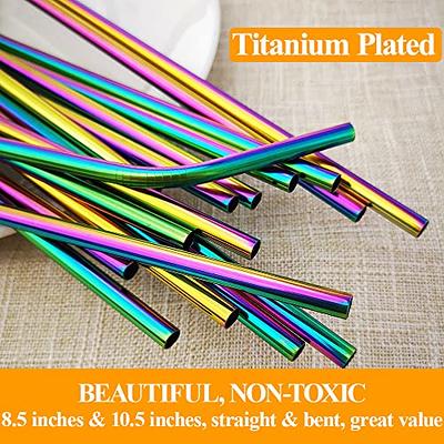 4 Pcs Reusable Metal Drinking Straws 8.5 Inch Stainless Steel Straw 6mm  Diameter Wide -Compatible with 20oz Yeti Tumblers Eco-Friendly Washable