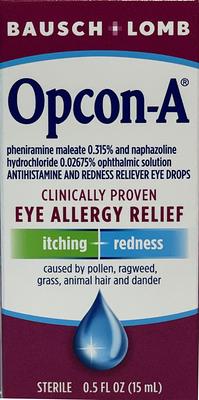 Bausch & Lomb Opcon-A Eye Allergy Relief Drops, 0.5oz, 2pk