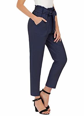 GRACE KARIN Women's Cropped Paper Bag Waist Pants with Pockets (Navy Blue,  X-Small) - Yahoo Shopping