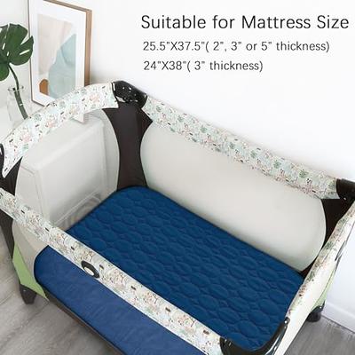 Biloban Pack N Play Waterproof Baby Crib Mattress Pad - 39 x 27 Fitted Cover Protector for Mini & Portable Playard Mattresses