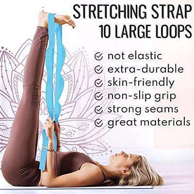 Tumaz Stretching Strap - 10 Loops & Non-Elastic Yoga Strap - The Perfect  Home Workout Stretch Strap for Physical Therapy, Yoga, Pilates, Flexibility  