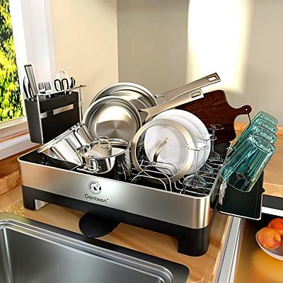 SONGMICS Dish Drying Rack - 2 Tier Dish Rack for Kitchen Counter with  Rotatable and Extendable Drain Spout, Dish Drainer with Utensil, Cup,  Glass, Cutting Board Holders, Gray UKCS032E01 - Yahoo Shopping