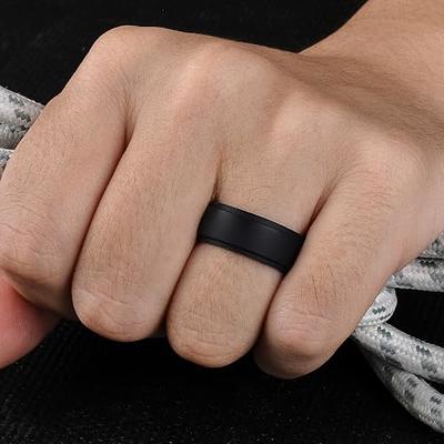 Egnaro Silicone Wedding Rings Mens, Inner Arc Breathable Design