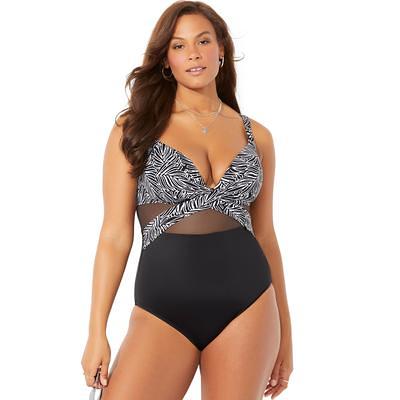 Swimsuits For All Women's Plus Size Cut Out Underwire One Piece