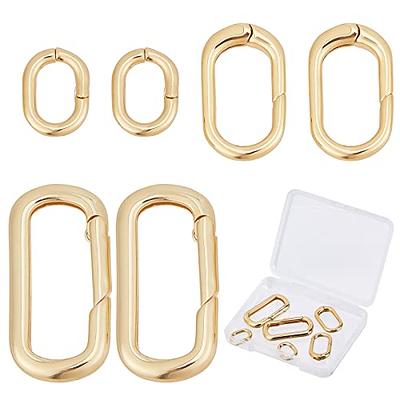 SUNNYCLUE 1 Box 6Pcs 3 Sizes Brass Oval Key Rings Spring Gate Ring
