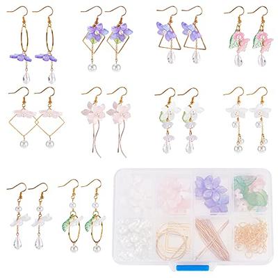 SUNNYCLUE 1 Box DIY Make 10 Pairs Acrylic Seed Beads Earrings Making Kit 5  Styles Flat Round Square Acrylic Pendants & Earring Hooks for Adults DIY