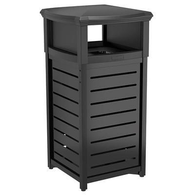 Lavex 16 Gallon Black Slim Rectangular Trash Can with Flat Lid