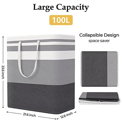 HomeHacks 2-Pack Large Laundry Basket, Waterproof, Freestanding Laundry  Hamper, Collapsible Tall Clothes Hamper with Extended Handles for Clothes  Toys in the Dorm and Family-(Gradient Grey, 75L)