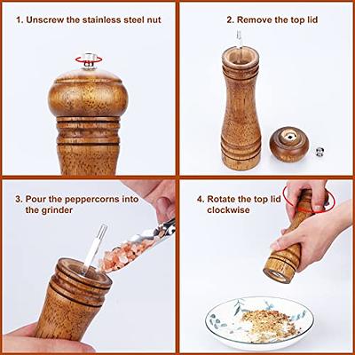 6 Inch Salt Grinder Refillable Easily Grind Wood Ceramic Natural