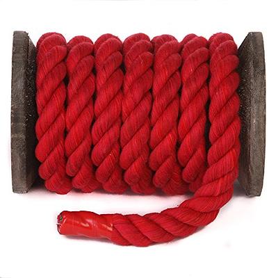 Ravenox Natural Twisted Cotton Rope | (Red)(1/2 inch x 10 Feet) | Made in The USA | Strong Triple-Strand Rope for Sports D Cor Pet Toys Crafts