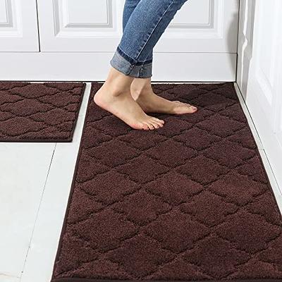 KMAT Kitchen Rugs and Mats [2 PCS] Super Absorbent Microfiber Kitchen Mat  Non Slip Machine Washable Runner Carpets for Kitchen, Sink, Office, Laundry